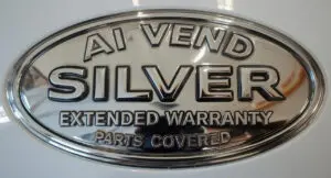 Chrome oval "Silver" extended warranty badge