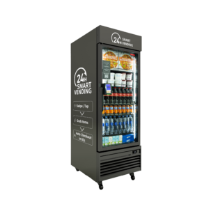 24-hour smart vending machine stocked with beverages