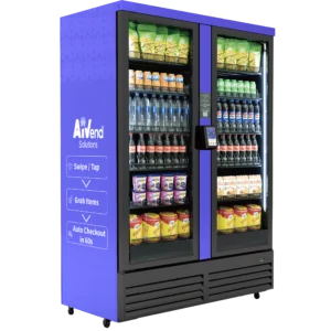 Purple smart beverage and snack vending machine